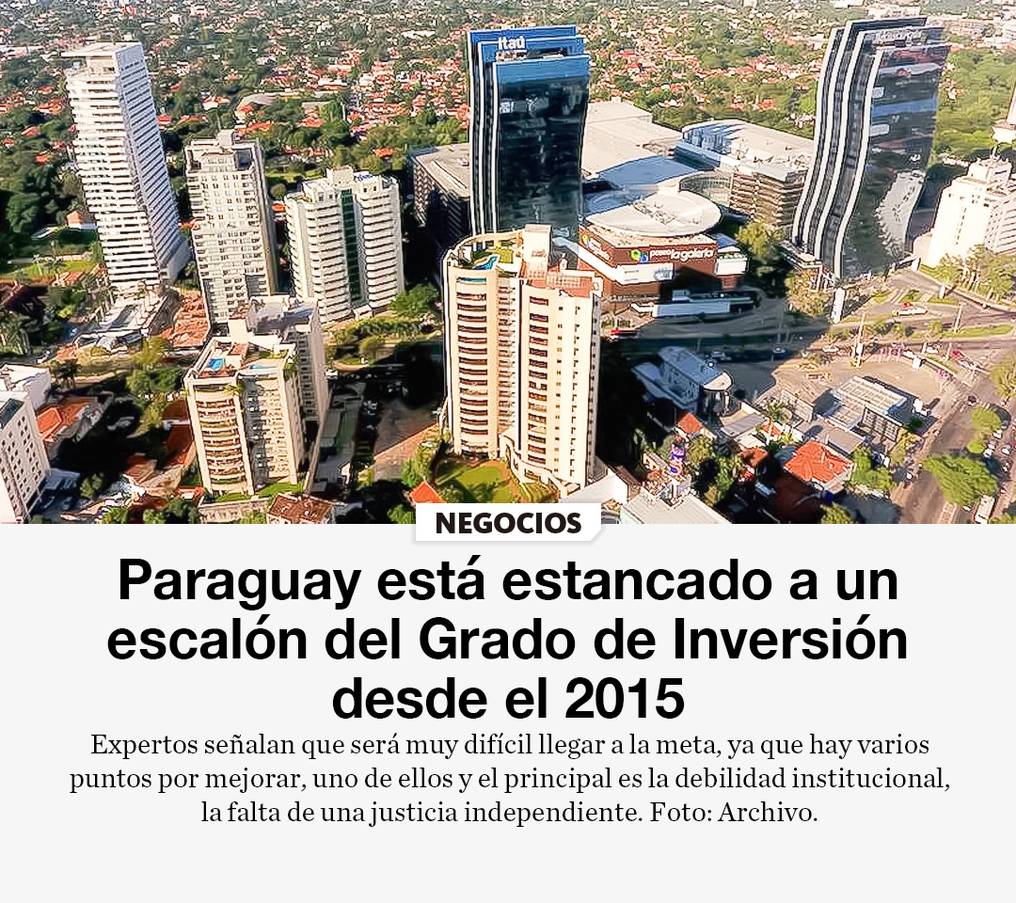 Paraguay está estancado a un escalón del Grado de Inversión desde el 2015￼
