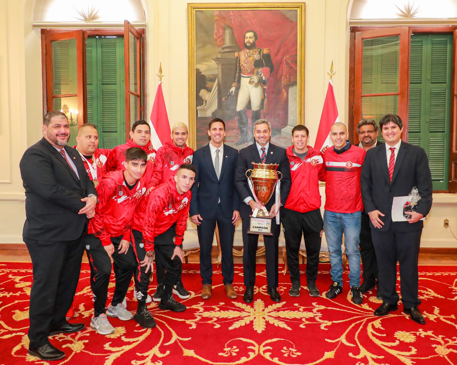 Abdo Benítez recibió a los campeones sudamericanos de fútbol de salón￼